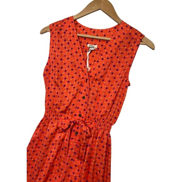 New Fossil Womens Dress XS Orange Polka Dot Silk Blend Michelle Retro Vibrant - Picture 6 of 12